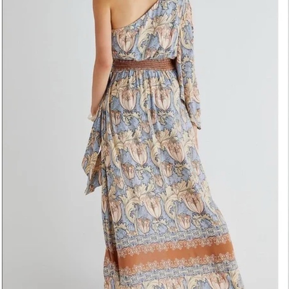 Free People One-Shoulder Paisley Maxi Dress - Blue and Brown - Picture 2 of 3